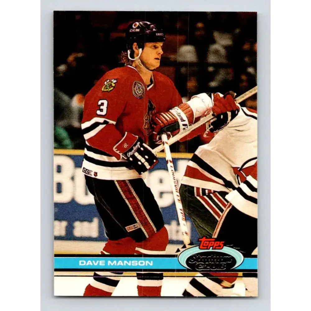 1991-92 Topps Stadium Club #308 Dave Manson NM-MT Chicago Blackhawks Hockey Card - Hockey Card Single