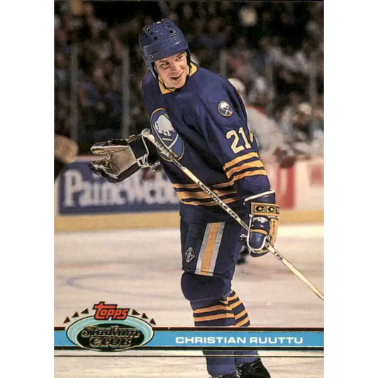 1991-92 Topps Stadium Club #33 Christian Ruuttu NM-MT Buffalo Sabres Hockey Card - Hockey Card Single