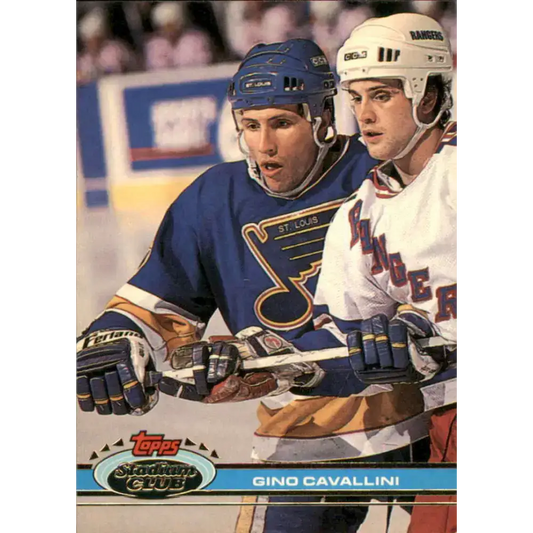 1991-92 Topps Stadium Club #34 Gino Cavallini NM-MT St. Louis Blues Hockey Card - Hockey Card Single