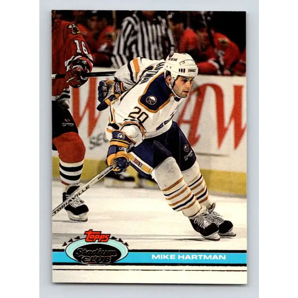 1991-92 Topps Stadium Club #341 Mike Hartman NM-MT Buffalo Sabres Hockey Card - Hockey Card Single