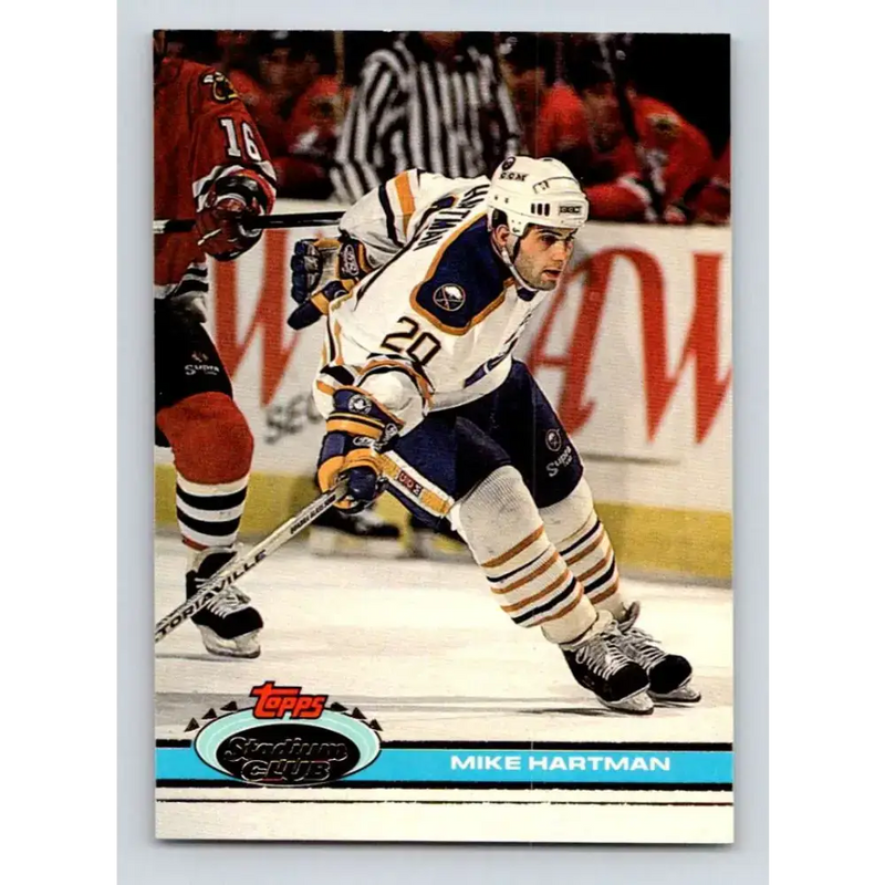 1991-92 Topps Stadium Club #341 Mike Hartman NM-MT Buffalo Sabres Hockey Card - Hockey Card Single