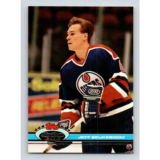 1991-92 Topps Stadium Club #350 Jeff Beukeboom NM-MT Edmonton Oilers Hockey Card - Hockey Card Single