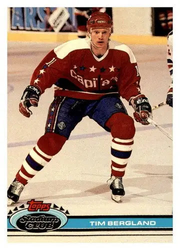 Original gloss of Tim Bergland hockey card from 1991-92 Topps Stadium Club