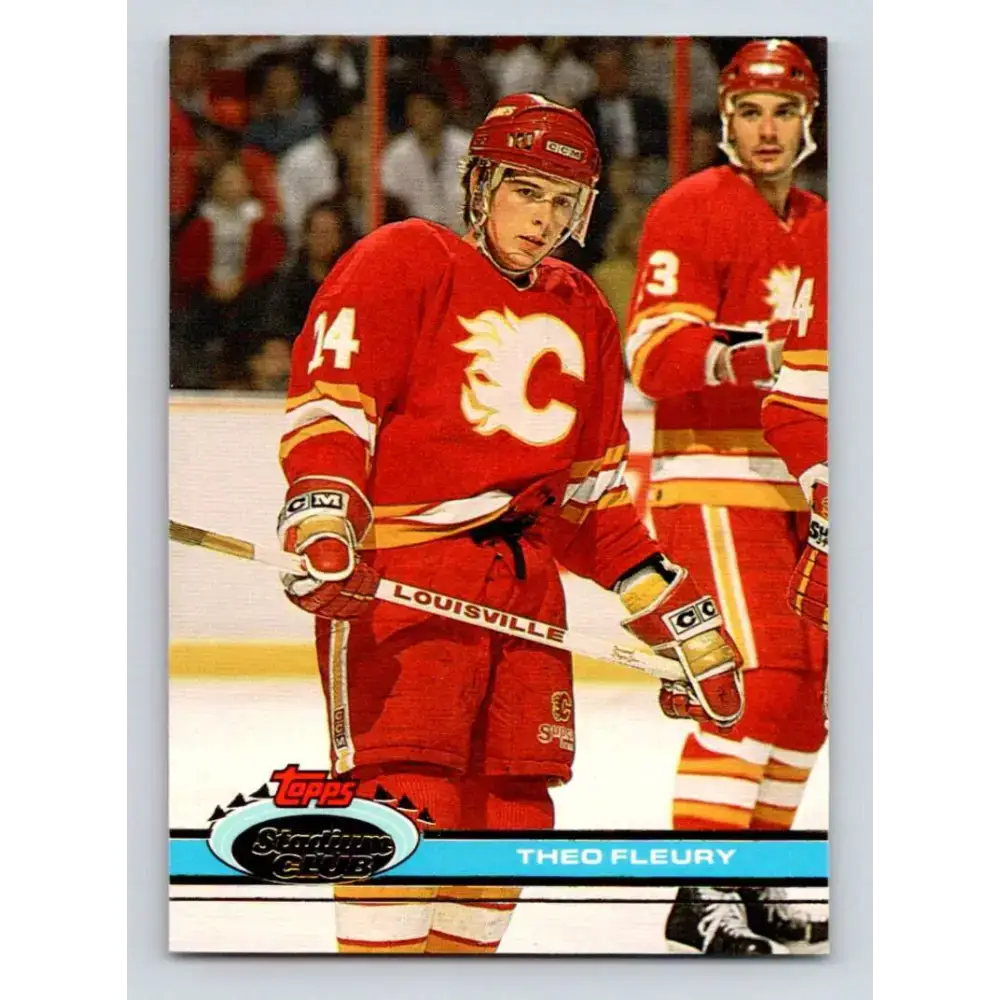 1991-92 Topps Stadium Club #355 Theo Fleury NM-MT Calgary Flames Hockey Card - Hockey Card Single