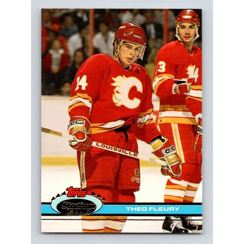 1991-92 Topps Stadium Club #355 Theo Fleury NM-MT Calgary Flames Hockey Card - Hockey Card Single