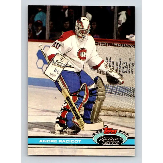 1991-92 Topps Stadium Club #377 Andre Racicot NM-MT RC Rookie Montreal Canadiens Hockey Card - Hockey Card Single