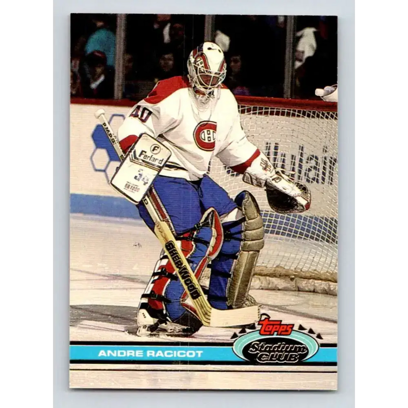 1991-92 Topps Stadium Club #377 Andre Racicot NM-MT RC Rookie Montreal Canadiens Hockey Card - Hockey Card Single