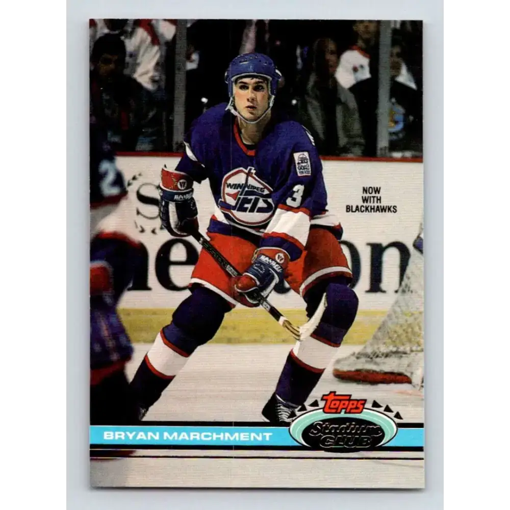1991-92 Topps Stadium Club #384 Bryan Marchment NM-MT RC Rookie Chicago Blackhawks Hockey Card - Hockey Card Single