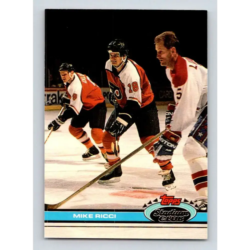 1991-92 Topps Stadium Club #386 Mike Ricci NM-MT Philadelphia Flyers Hockey Card - Hockey Card Single