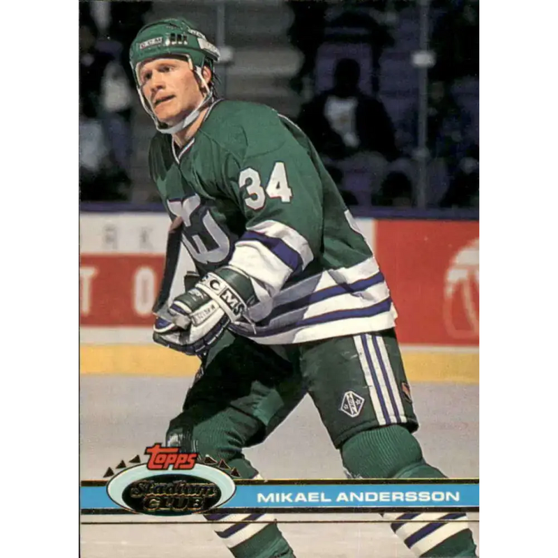 1991-92 Topps Stadium Club #39 Mikael Andersson NM-MT Hartford Whalers Hockey Card - Hockey Card Single