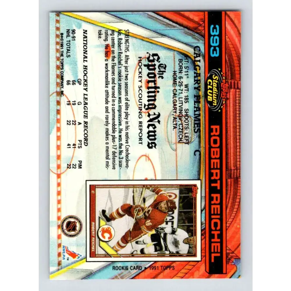 1991-92 Topps Stadium Club #393 Robert Reichel NM-MT Calgary Flames Hockey Card - Hockey Card Single