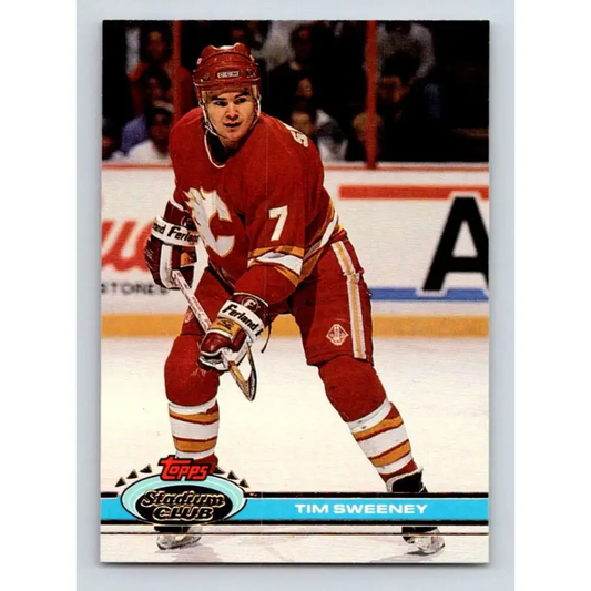 1991-92 Topps Stadium Club #394 Tim Sweeney NM-MT Calgary Flames Hockey Card - Hockey Card Single