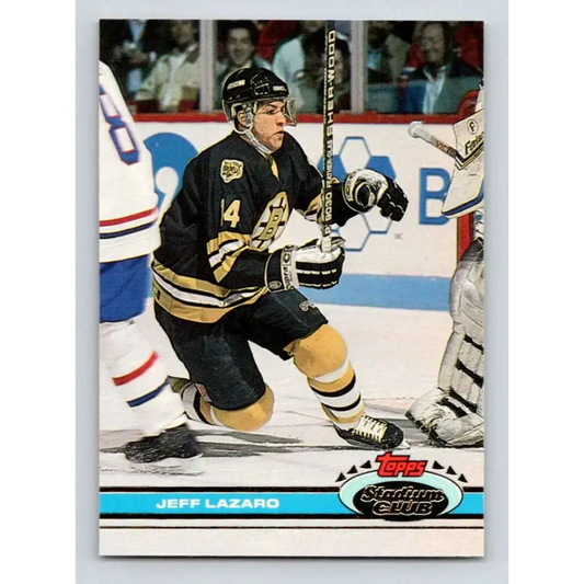 1991-92 Topps Stadium Club #397 Jeff Lazaro NM-MT Boston Bruins Hockey Card - Hockey Card Single
