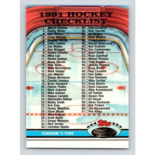 1991-92 Topps Stadium Club #398 Checklist 1-133 NM-MT Hockey Card - Hockey Card Single