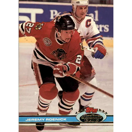 1991-92 Topps Stadium Club #46 Jeremy Roenick NM-MT Chicago Blackhawks Hockey Card - Hockey Card Single