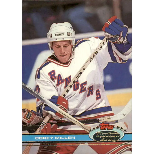 1991-92 Topps Stadium Club #71 Corey Millen NM-MT RC Rookie New York Rangers Hockey Card - Hockey Card Single