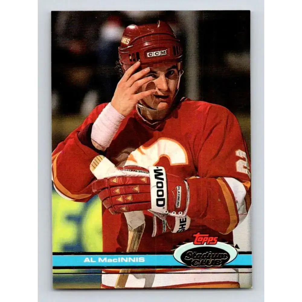 1991-92 Topps Stadium Club #79 Al MacInnis NM-MT Calgary Flames Hockey Card - Hockey Card Single