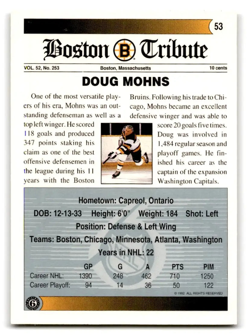 1991-92 Ultimate Original 6 #53 Doug Mohns - Hockey Card Single