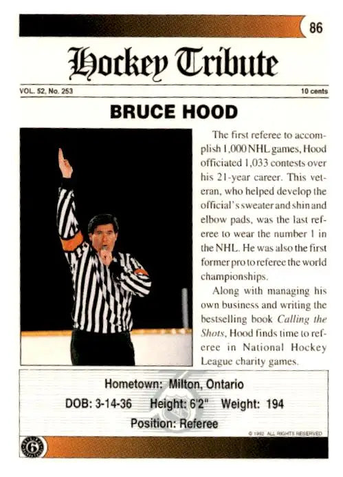 1991-92 Ultimate Original 6 #86 Bruce Hood - Hockey Card Single