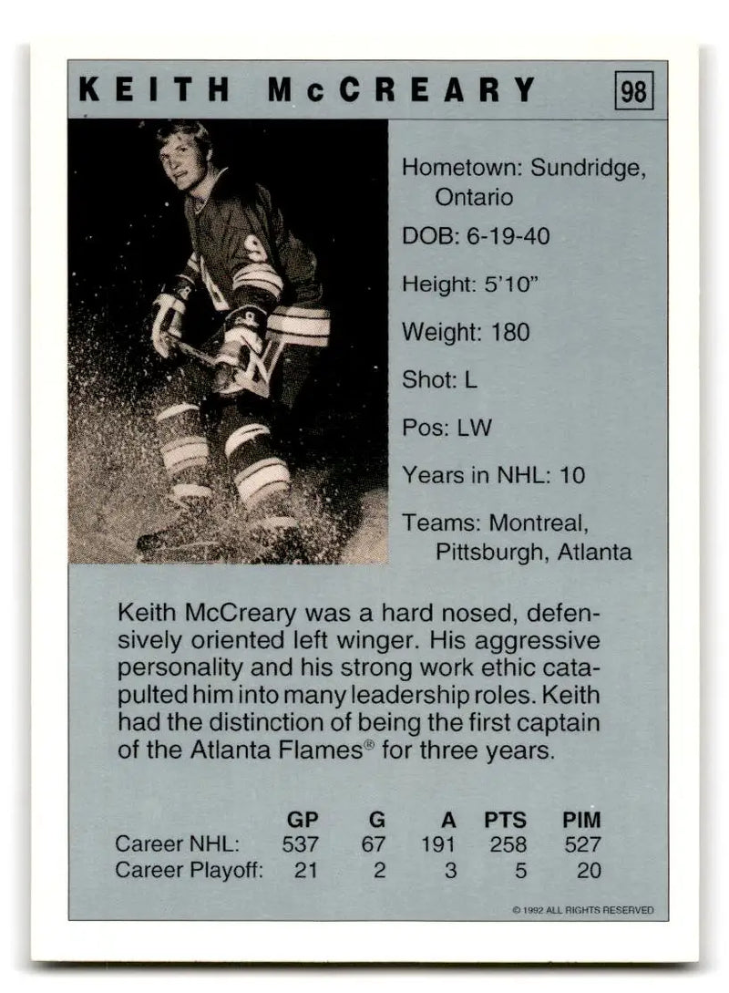 1991-92 Ultimate Original 6 #98 Keith McCreary - Hockey Card Single