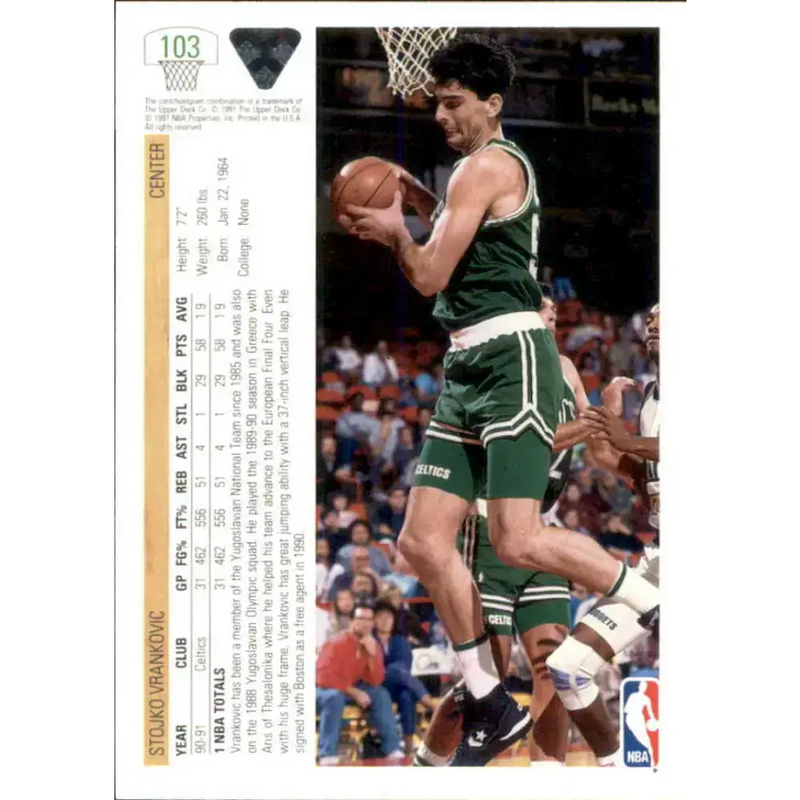 1991-92 Upper Deck #103 Stojko Vrankovic NM-MT Boston Celtics Basketball Card - Basketball Card Single