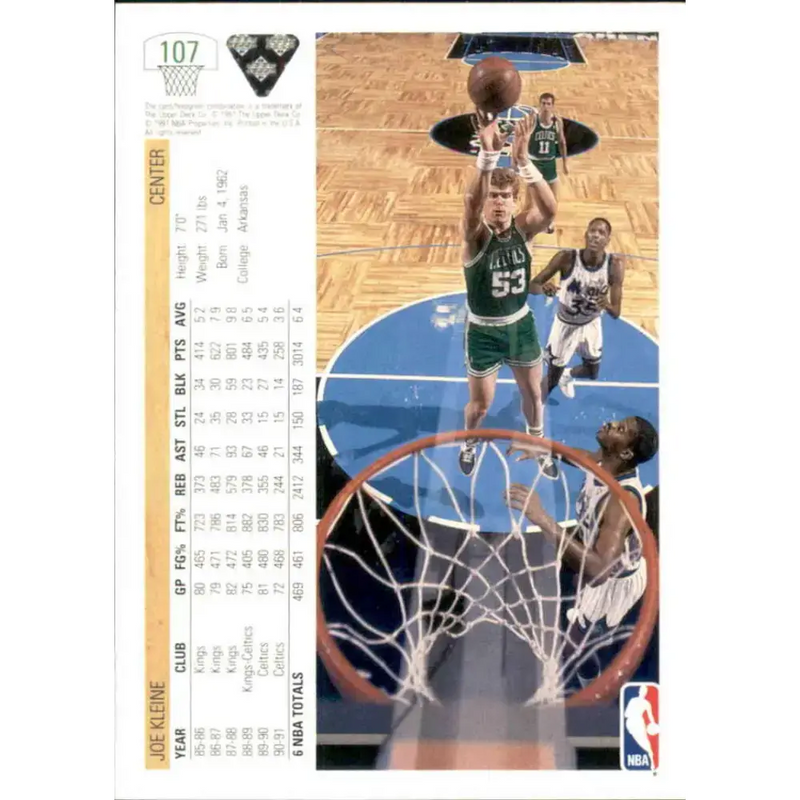 1991-92 Upper Deck #107 Joe Kleine NM-MT Boston Celtics Basketball Card - Basketball Card Single