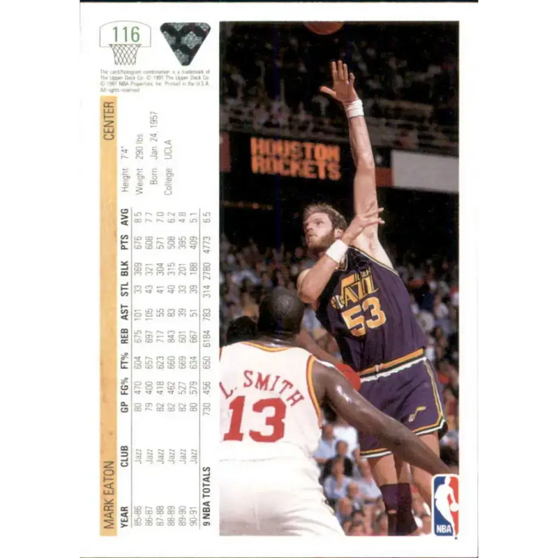 1991-92 Upper Deck #116 Mark Eaton NM-MT Utah Jazz Basketball Card - Basketball Card Single
