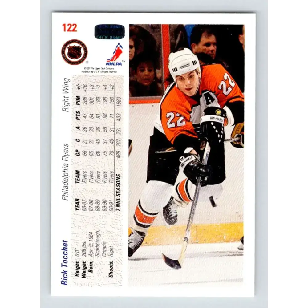 1991-92 Upper Deck #122 Rick Tocchet NM-MT Hockey Card - Hockey Card Single