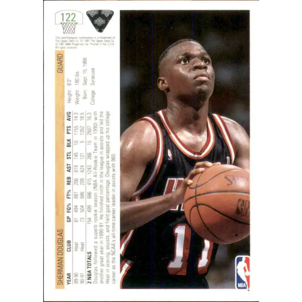 1991-92 Upper Deck #122 Sherman Douglas NM-MT Miami Heat Basketball Card - Basketball Card Single