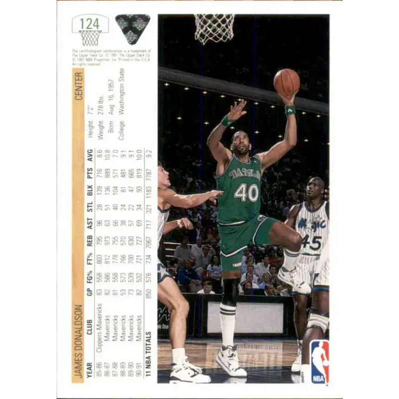 1991-92 Upper Deck #124 James Donaldson NM-MT Dallas Mavericks Basketball Card - Basketball Card Single