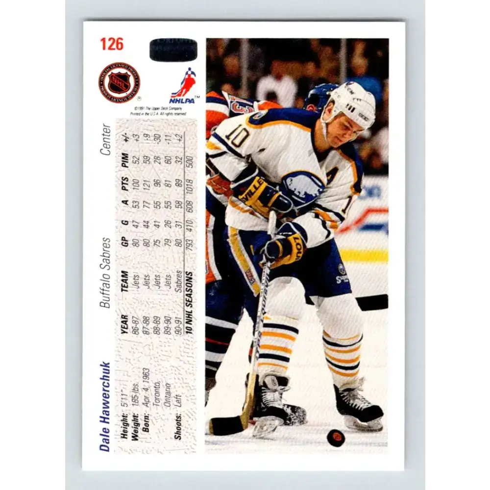 1991-92 Upper Deck #126 Dale Hawerchuk NM-MT Hockey Card - Hockey Card Single