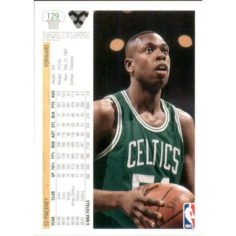 1991-92 Upper Deck #129 Ed Pinckney NM-MT Boston Celtics Basketball Card - Basketball Card Single