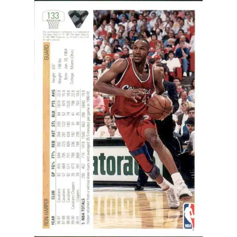 1991-92 Upper Deck #133 Ron Harper NM-MT Los Angeles Clippers Basketball Card - Basketball Card Single