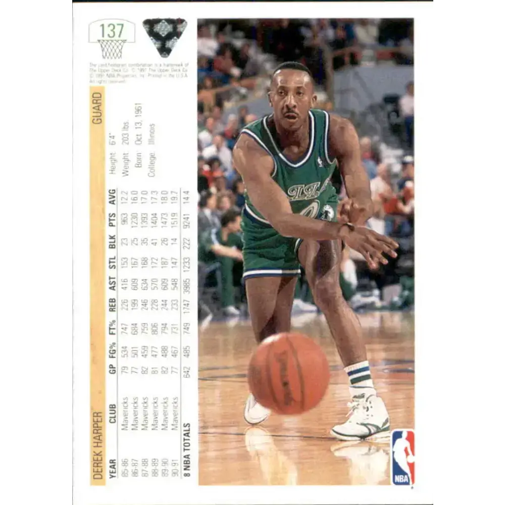 1991-92 Upper Deck #137 Derek Harper NM-MT Dallas Mavericks Basketball Card - Basketball Card Single