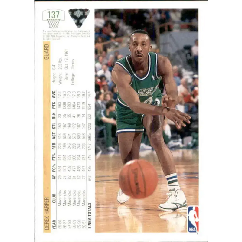 1991-92 Upper Deck #137 Derek Harper NM-MT Dallas Mavericks Basketball Card - Basketball Card Single