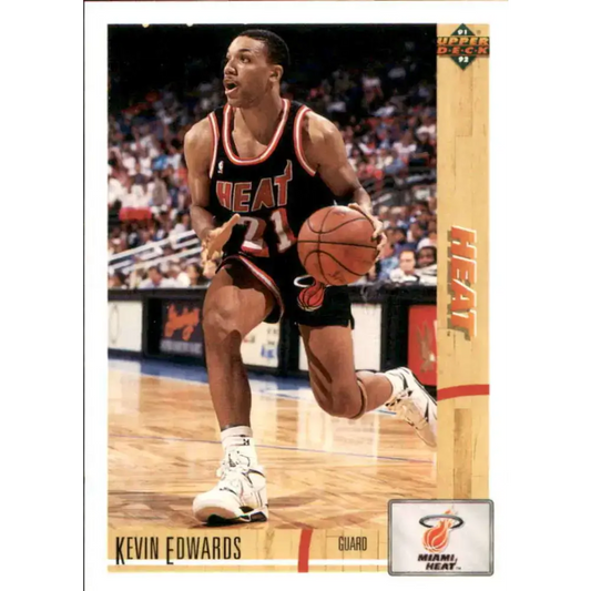 1991-92 Upper Deck #141 Kevin Edwards NM-MT Miami Heat Basketball Card - Basketball Card Single