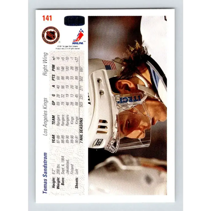 1991-92 Upper Deck #141 Tomas Sandstrom NM-MT Los Angeles Kings Hockey Card - Hockey Card Single