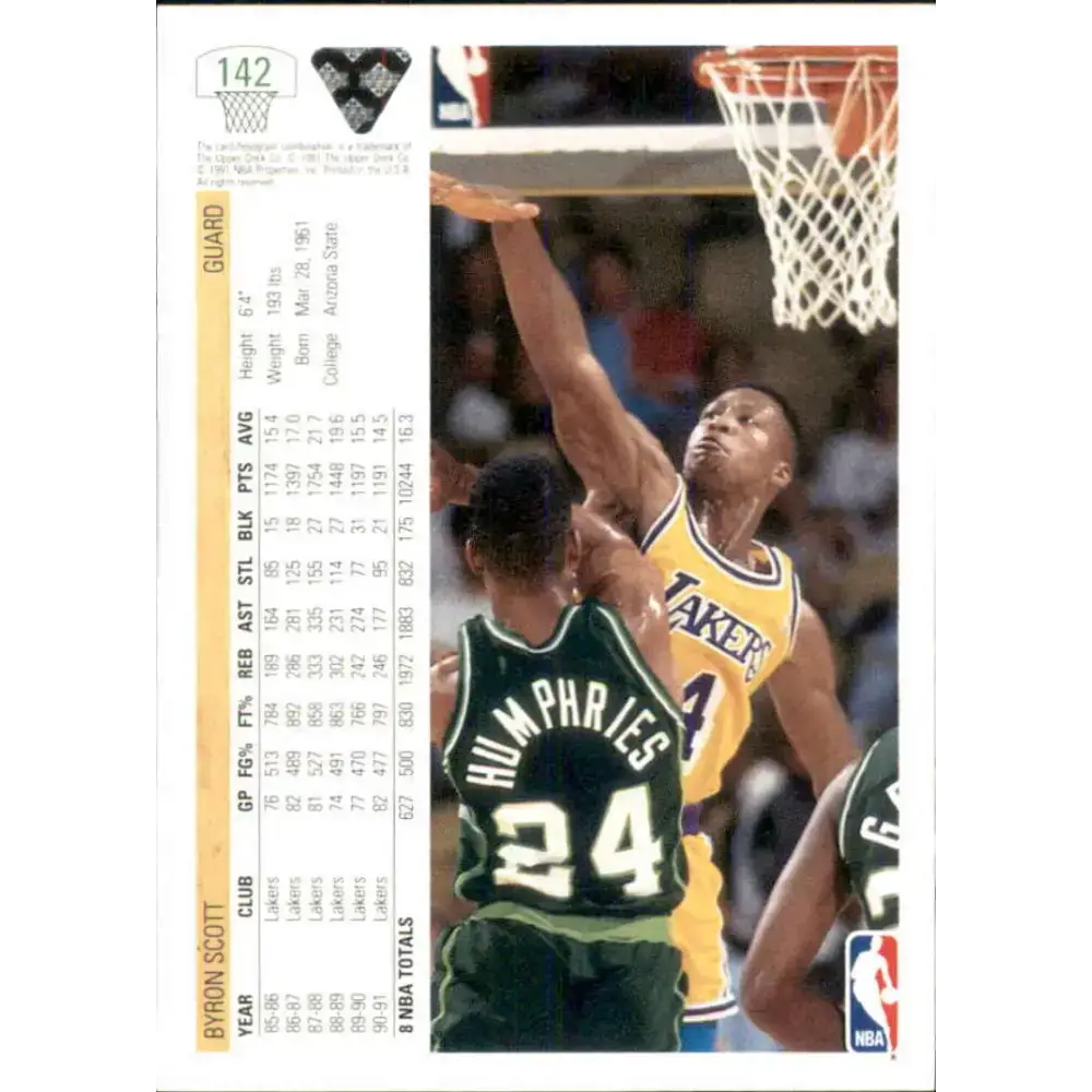 1991-92 Upper Deck #142 Byron Scott NM-MT Los Angeles Lakers Basketball Card - Basketball Card Single