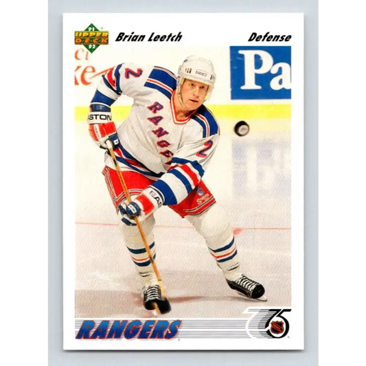 1991-92 Upper Deck #153 Brian Leetch NM-MT New York Rangers Hockey Card - Hockey Card Single