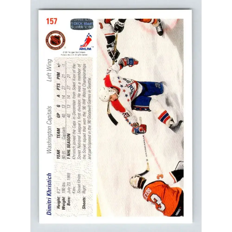 1991-92 Upper Deck #157 Dimitri Khristich NM-MT Washington Capitals Hockey Card - Hockey Card Single