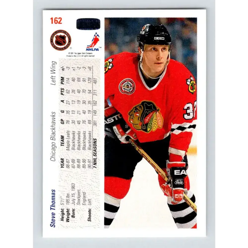 1991-92 Upper Deck #162 Steve Thomas NM-MT Hockey Card - Hockey Card Single