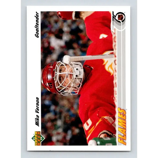 1991-92 Upper Deck #163 Mike Vernon NM-MT Calgary Flames Hockey Card - Hockey Card Single