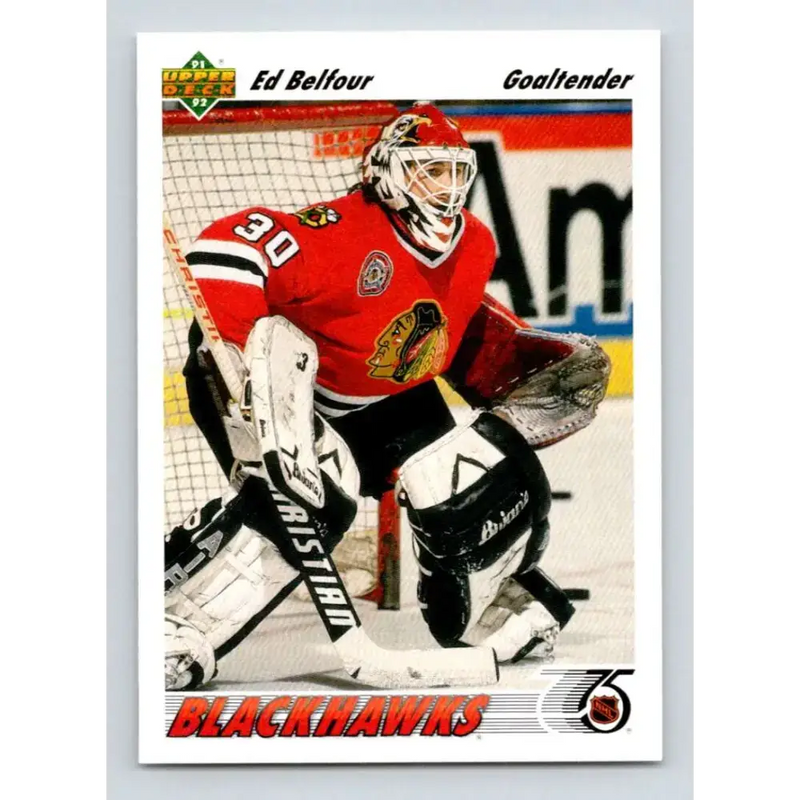 1991-92 Upper Deck #164 Ed Belfour NM-MT Chicago Blackhawks Hockey Card - Hockey Card Single
