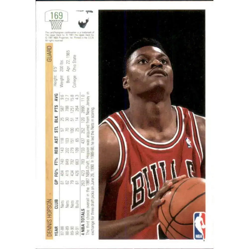 1991-92 Upper Deck #169 Dennis Hopson NM-MT Chicago Bulls Basketball Card - Basketball Card Single