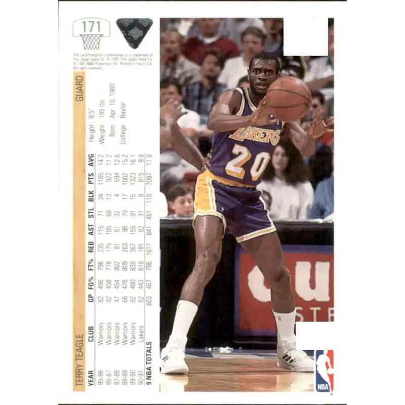 1991-92 Upper Deck #171 Terry Teagle NM-MT Los Angeles Lakers Basketball Card - Basketball Card Single