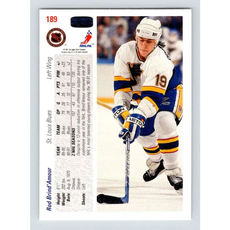 1991-92 Upper Deck #189 Rod Brind’Amour NM-MT Hockey Card - Hockey Card Single