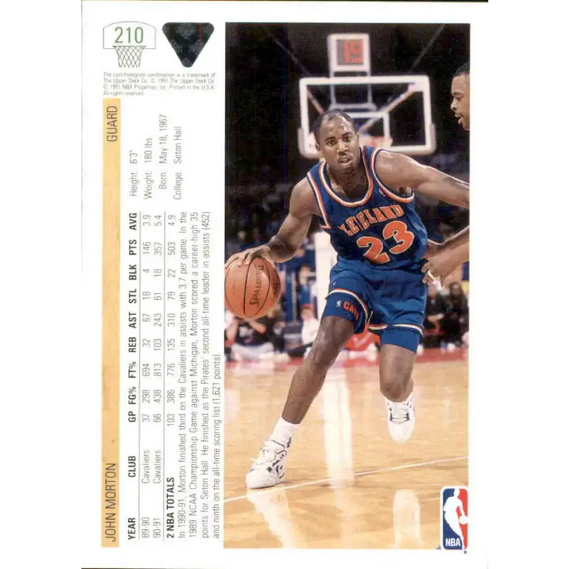 1991-92 Upper Deck #210 John Morton NM-MT Cleveland Cavaliers Basketball Card - Basketball Card Single