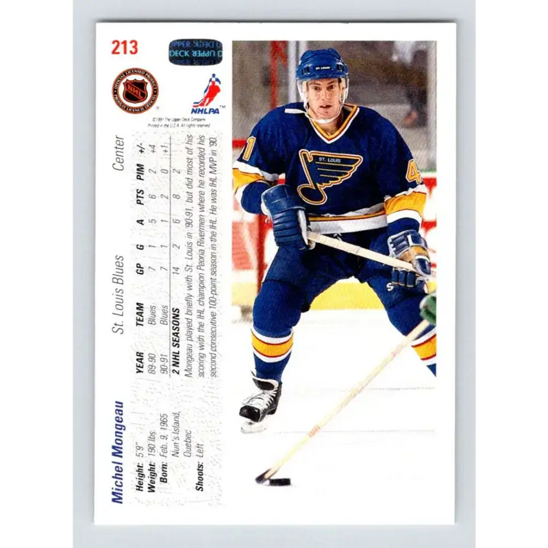 1991-92 Upper Deck #213 Michel Mongeau NM-MT Hockey Card - Hockey Card Single