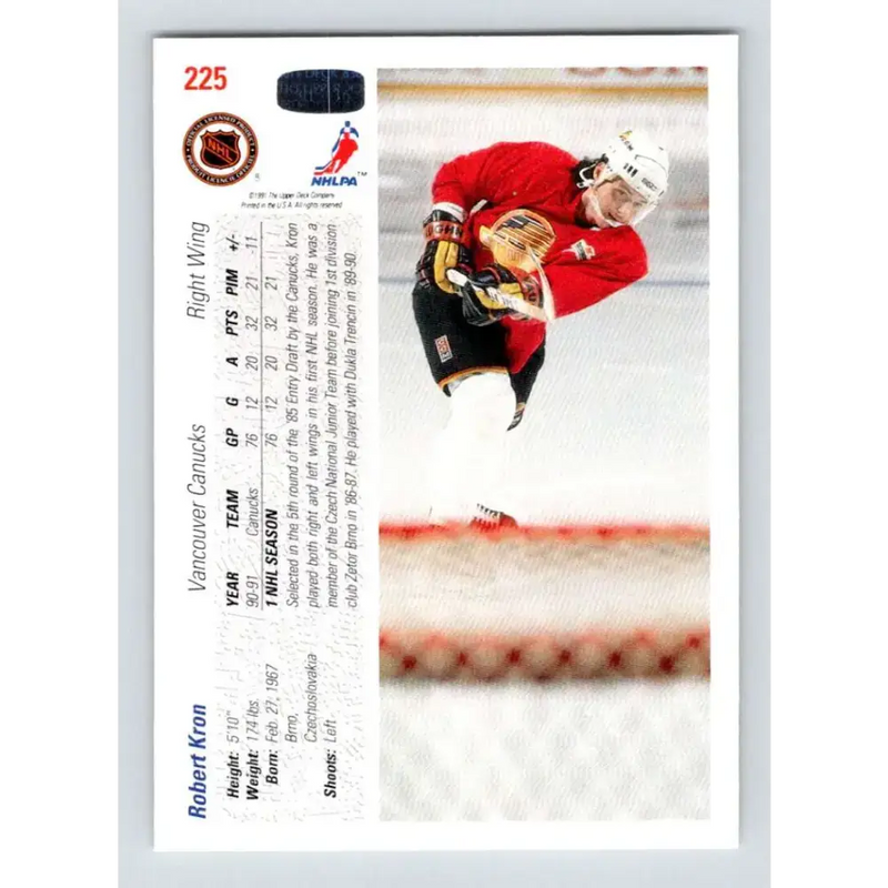 1991-92 Upper Deck #225 Robert Kron NM-MT Hockey Card - Hockey Card Single