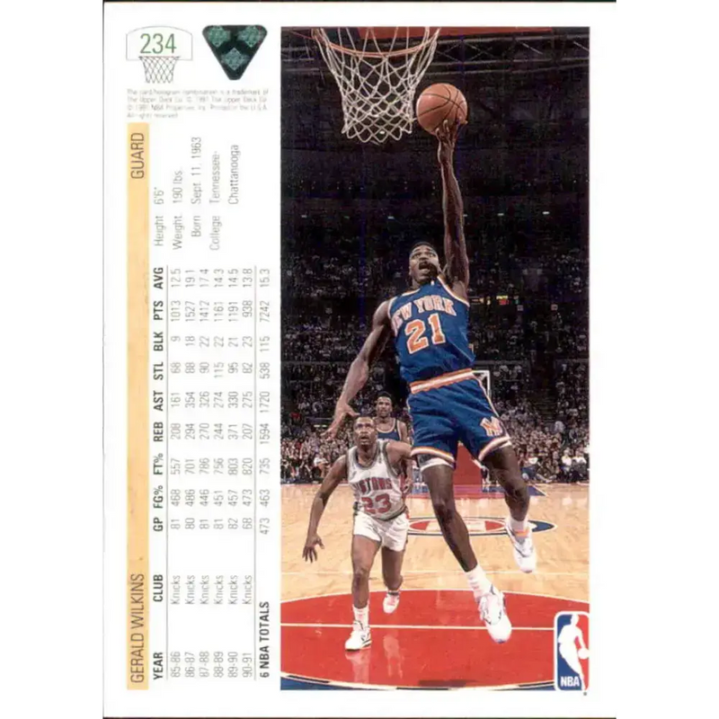 1991-92 Upper Deck #234 Gerald Wilkins NM-MT New York Knicks Basketball Card - Basketball Card Single